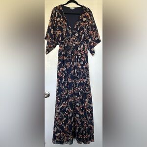 Kia Kimono Maxi Dress | Dark Blue Floral | size
Large